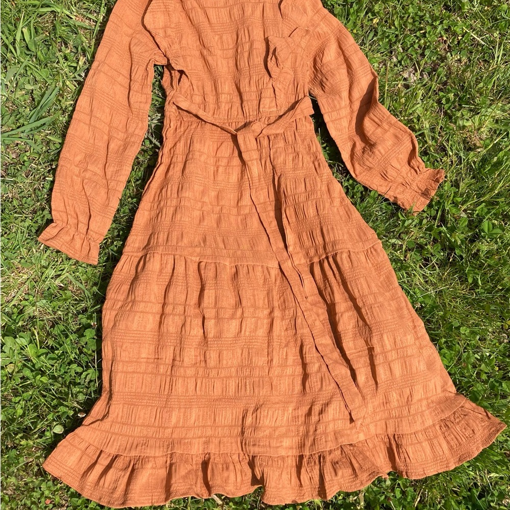 Hayden Girls Textured Ruffled Tie Waist Dress